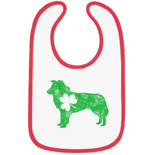 Border Collie St Patricks Day Men Women Shamrock Dog Lover Bibs