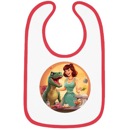 Funny housewife with dinosaur dragon outfit Bibs