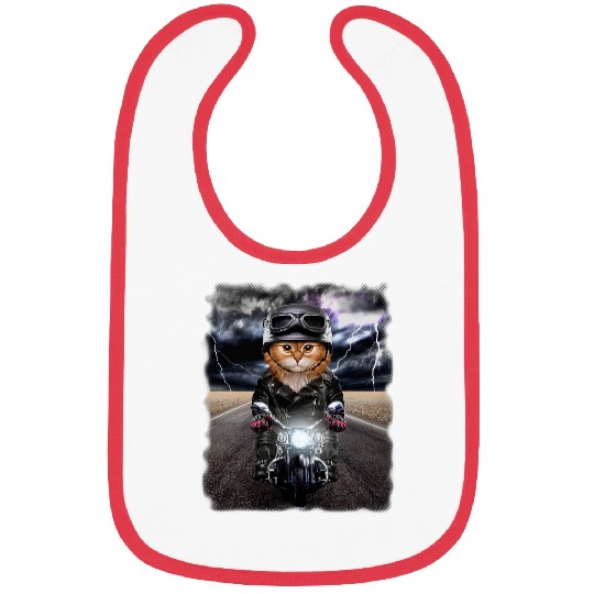 Fluffy Orange Cat on Motorcycle Cruise Down Highway 21 Bibs