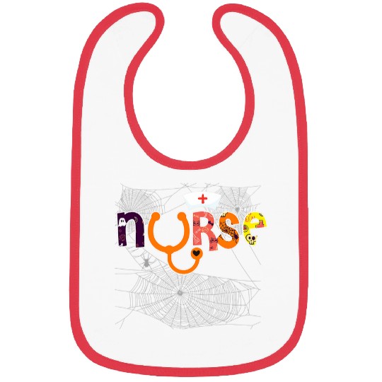 Lacrosse Gift nurses Halloween With Pumpkin Boo Spider Witch Hat Bibs