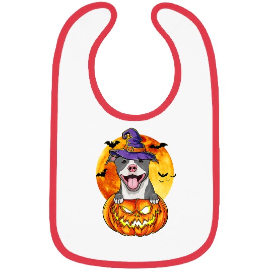 Bully Terrier Witch Pumpkin Halloween Dog Lover Funny 39 Pitbull Dog Bibs