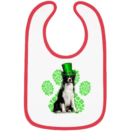 Border Collie Shamrock Paw Clovers St Patricks Day Bibs