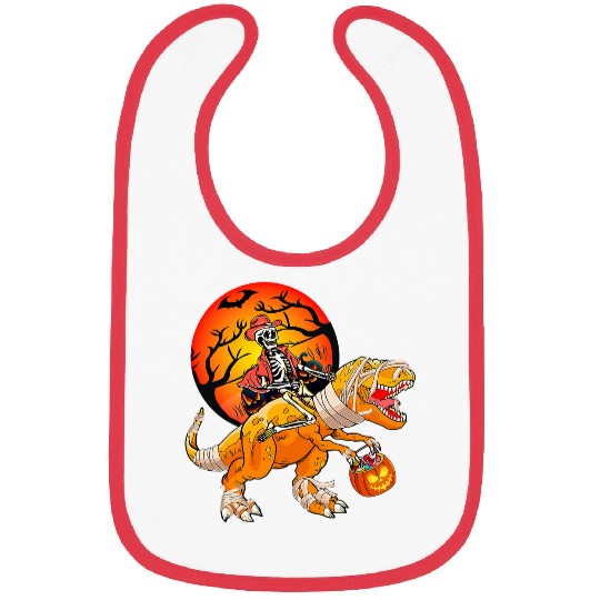 Halloween Dinosaur Skeletons Cowboy Riding T Rex Halloween Bibs