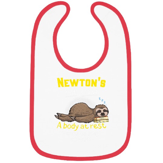 Newtons Law Funny Physics Joke Inertia Cartoon Bibs