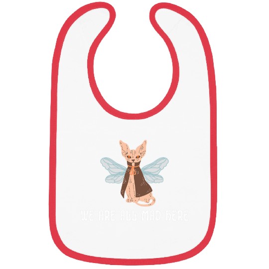 We are all mad here Cat Moth Halloween Esoteric Art Bibs