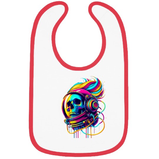 Rainbow Astronaut Skull Space Lovers Cool Graphic Tee 4 Bibs