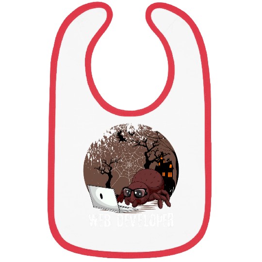 Web Developer Spider Working Website Programming Halloween Bibs
