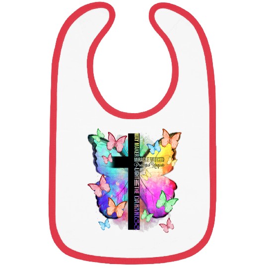 Way Maker Butterfly Half Cross Funny Christian Butterfly Tee Bibs