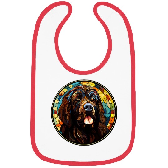 Newfoundland Dog Stained Glass Leadlight Artistic Design Bibs