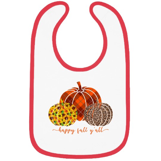 Plaid Leopard Pumpkin Thanksgiving Happy Fall Vintage Bibs