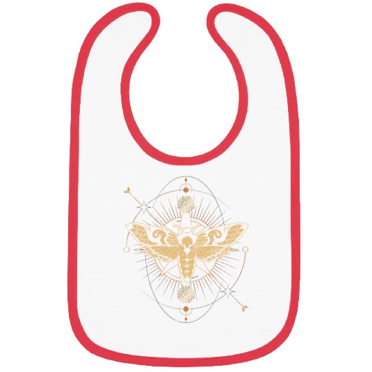 Witchy Celestial Lunar Star Moth Crescent Moon Flying Night Bibs