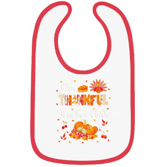 One Thankful Teacher Aide Turkey Fall Pumpkin Thanksgiving Bibs