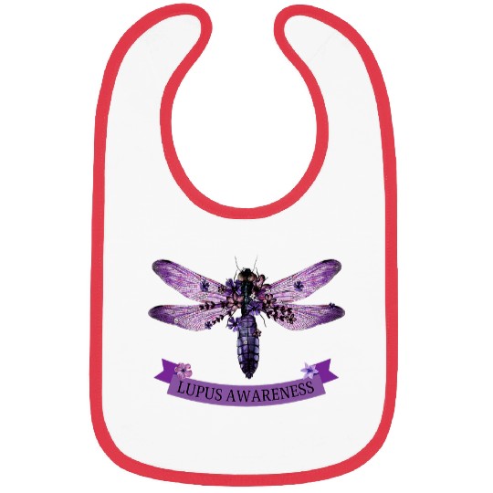 Purple Dragonfly Purple Ribbon Lupus Awareness Bibs