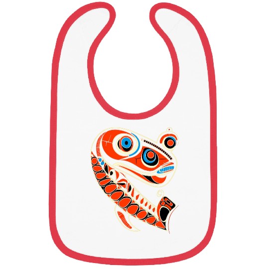 Salmon Fish in Pacific Northwest Coast Native American Style Bibs