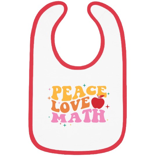 vintages Peace Love Math Teacher Student Back To School Bibs