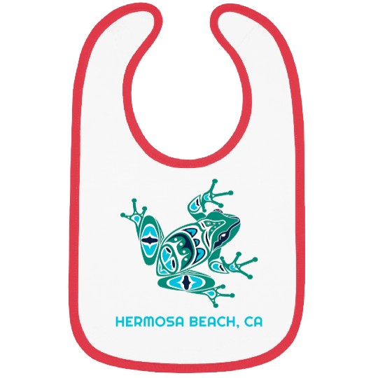 Hermosa Beach CA Green Frog PNW Art Native American Bibs