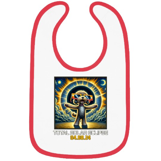 Schnoodle Dog Taking Selfie Solar Eclipse Bibs