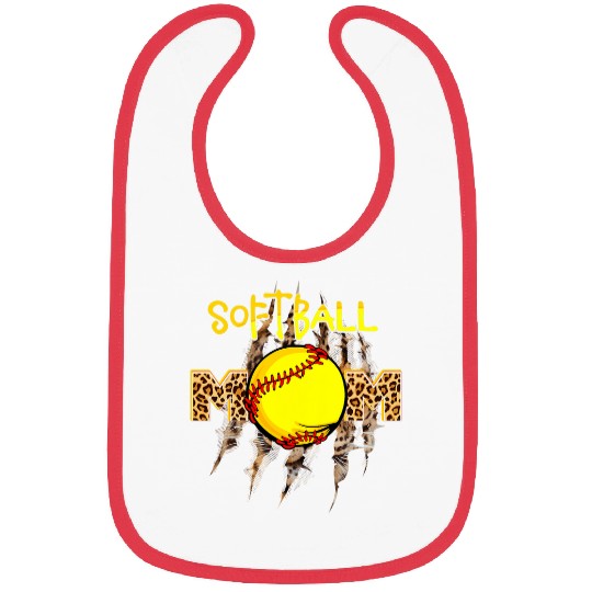 Softball Mom Leopard Print Baseball Mom Mothers Day Bibs