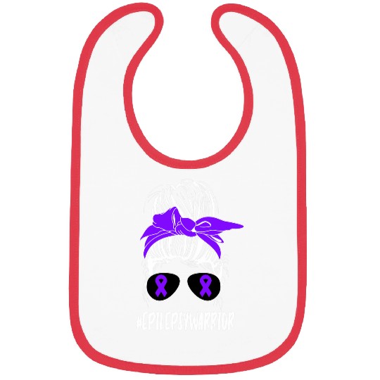 Messy Bun Epilepsy Warrior Monthly Purple Awareness Month Bibs