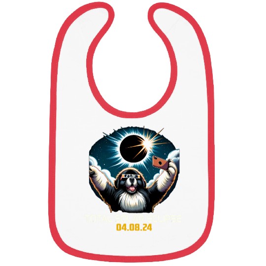 Newfoundland Dog Selfie Solar Eclipse Bibs