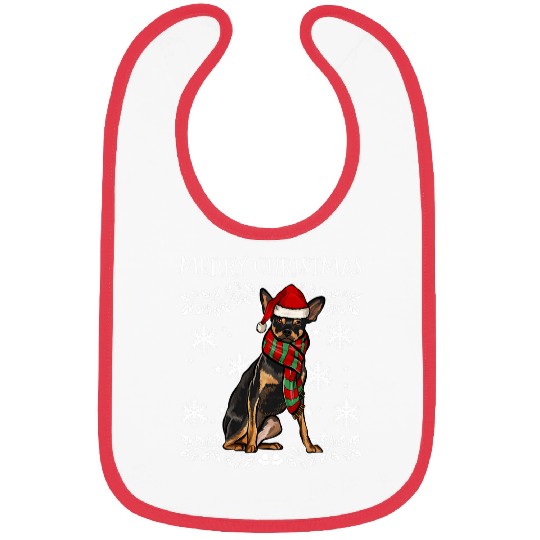 Merry Christmas Ornament Miniature Pinscher xmass Santa 1 Bibs