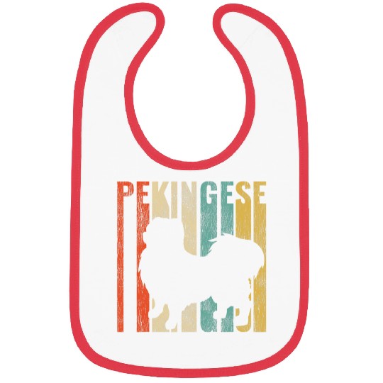 Pekingese Retro 1970s Dog Silhouette Cracked Distressed Bibs