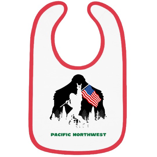 Retro Sasquatch Pacific Northwest USA Flag bigfoots Camping Bibs