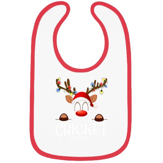 Santas Cricket Reindeer Funny xmass Matching PJS Bibs