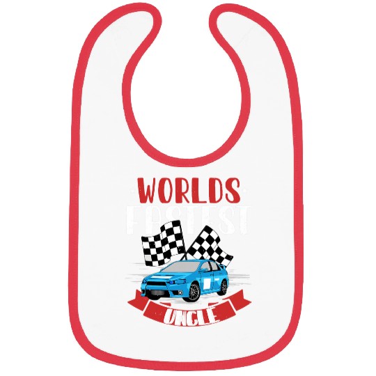 Worlds Fastest Uncle Race Car Checkered Flag 3 Bibs