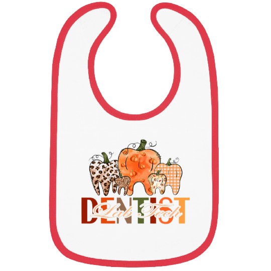 Pumpkin Teeth Leopard Pattern Autumn Vibes dentists Lab Tech Bibs