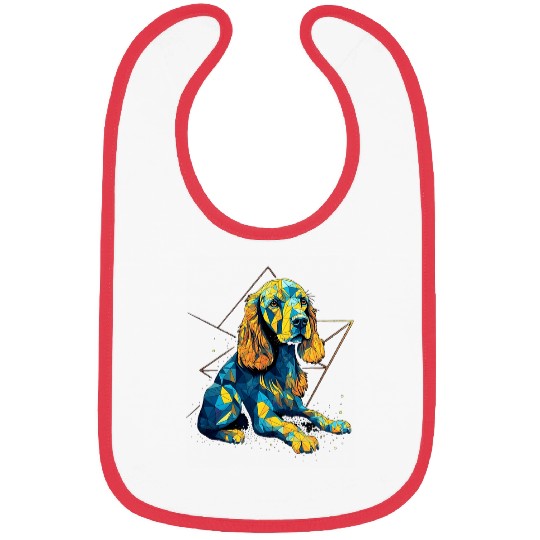 Geometric Cocker Spaniel Dog Abstract Animal Arts Pattern 1 Bibs