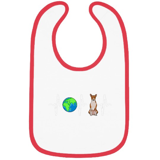 Globe Planet Earth Basenji Heartbeat Dog Lover Bibs