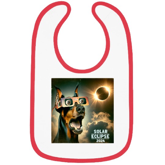 Funny Selfie Doberman Pinscher Womens Mens Solar Eclipse Bibs