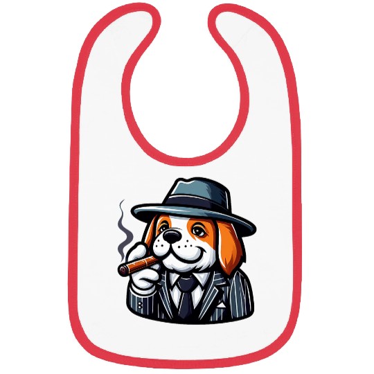 Saint Bernard Gangster Funny Dog Mobster Bibs