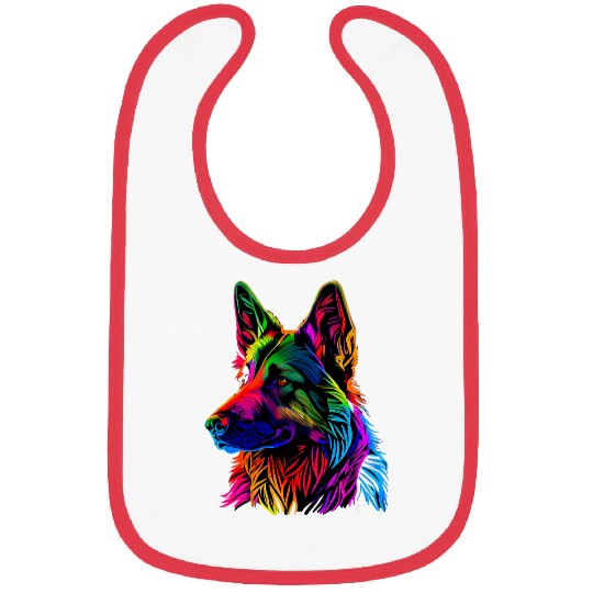Rainbow German Shepherd Designer Bibs