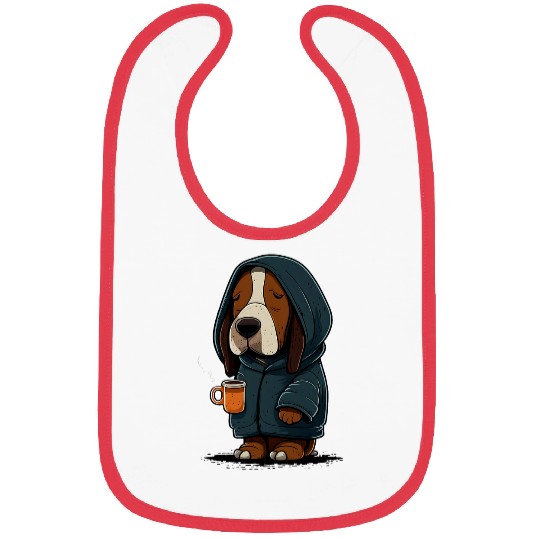 Grumpy Coffee Lover Dog on Coffee Basset Hound Bibs