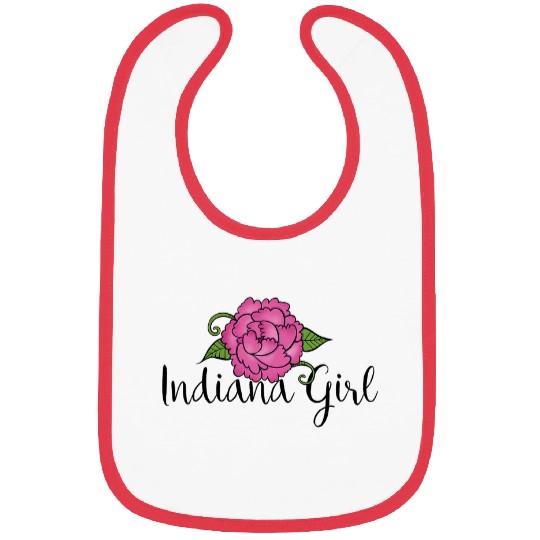 indianas Girl pink peony art indianas pride designs Bibs