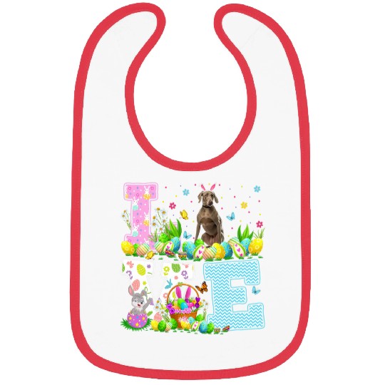 Weimaraner Dog Easter Egg Hunt Funny Love Weimaraner Easter Bibs