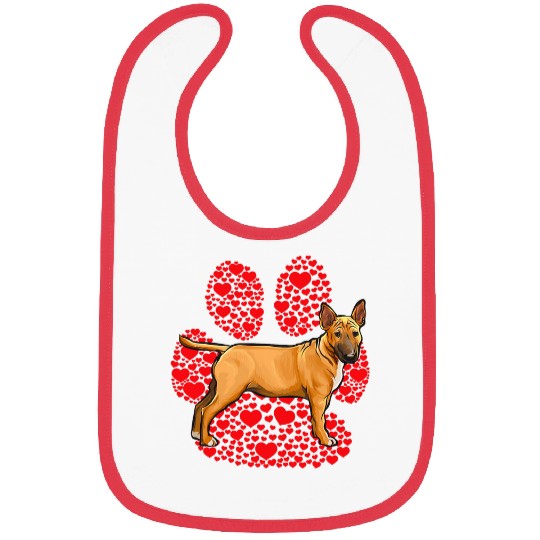 Miniature Bull Terrier Valentines Day Dog Love Paw Bibs