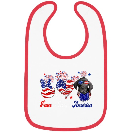 Peace Love America Cute Great Dane Sunglasses American Flag Bibs