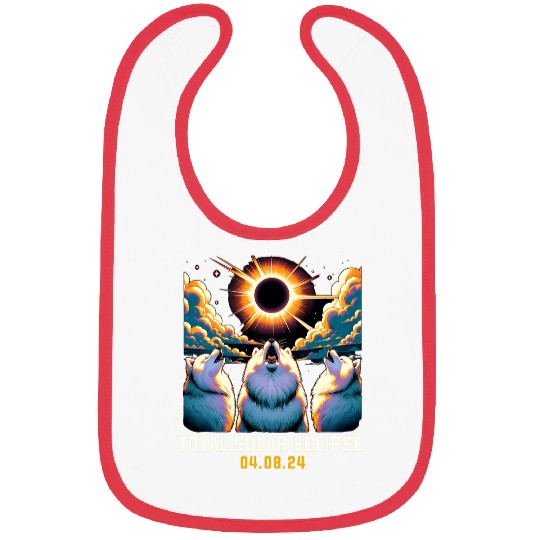 Samoyed Dog Howling At Solar Eclipse Bibs