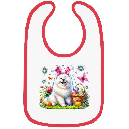 Samoyed dog Easter egg basket tee adorable combo Bibs
