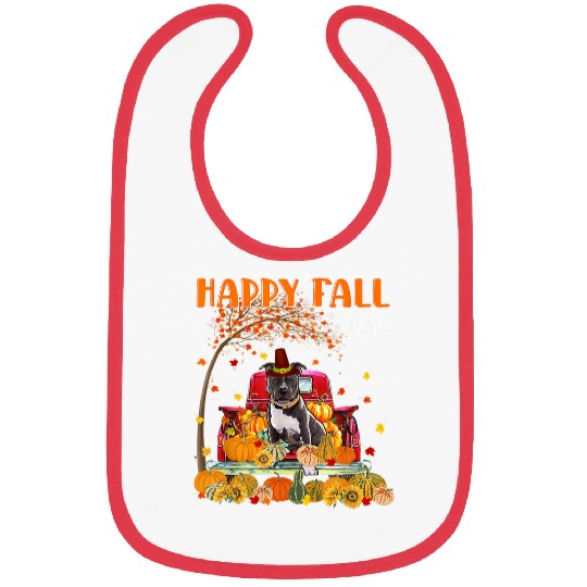 Pitbull Dog Autumn Fall Pumpkin Truck Mappe Thanksgiving Bibs