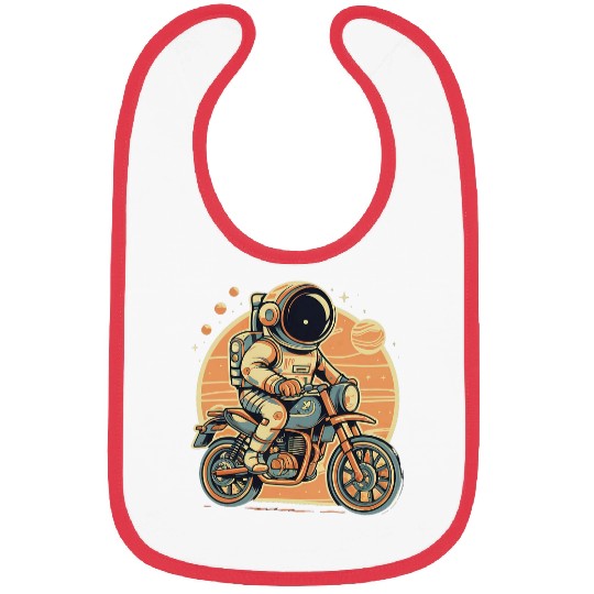 Space Astronaut Riding vintages Motorcycle On Planet Mars Bibs