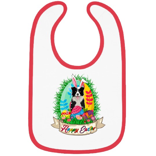 Happy Easter Bunny Border Collie With Easter Eggs Lover Bibs