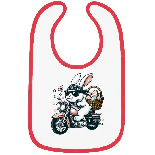 Motorcycle Bunny Easter Biker Eggs Bibs