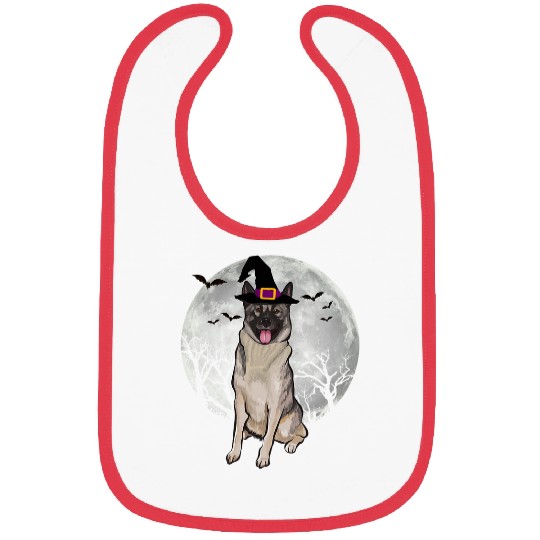 Scary Norwegian Elkhound Dog Witch Hat Halloween Bibs