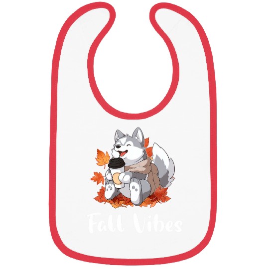 Husky Fall Vibes Funny Dog Pumpkin Spice Latte Bibs