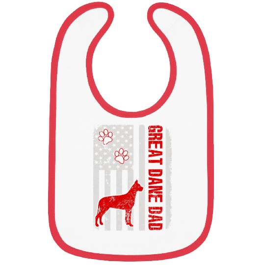 Dog Great Dane Dad American Flag Gift T-Shirt Bibs
