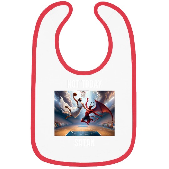 Jesus vs Satan Playing Basketball Not Today Satan Bibs